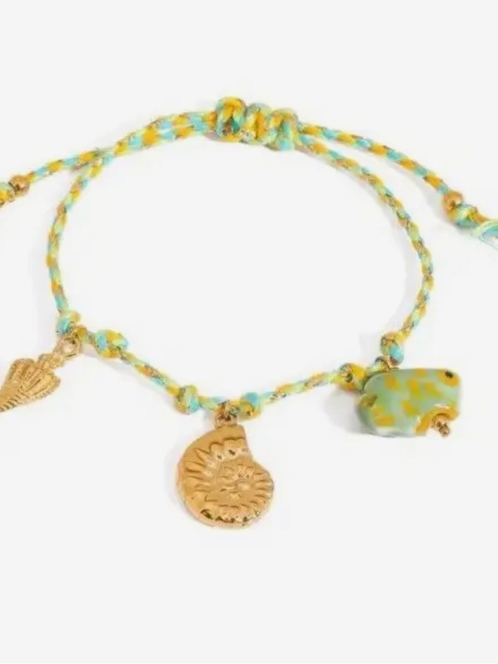 18K Stainless Steel Lime Corded Charm Bracelet (7315)